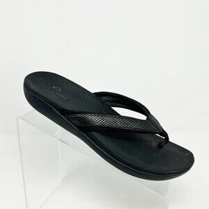 Clarks Cloudsteppers Womens Black Comfort Wedge Thong Flip Flop Sandals Size 8
